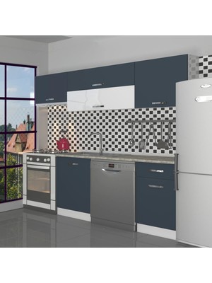 Decoraktiv Elite 220 Mdf Hazır Mutfak Dolabı - Tezgah Dahil - Antrasit