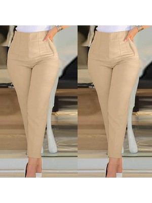 Yaman Market Kadın Üste Oturan Paçası Bilek Üzerinde Biten Krep Kumaş Pantolon 36 (S) - 50 (5xl)
