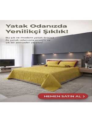 Elif Nazlı Perde Çift Kişilik Saten Yatak Örtüsü-Battal Boy-Gold V06