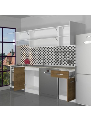 Decoraktiv Elite 220 MDF Hazır Mutfak Dolabı - Tezgah Dahil - Pera - Beyaz
