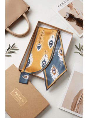 Walkenzo Tüy Desenli Çift Taraflı Kullanıma Uygun Kadın Kravat Fular