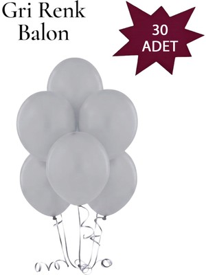 Lotus Party Pastel Gri Renk Balon - Gri Renk Balon 30 Adet