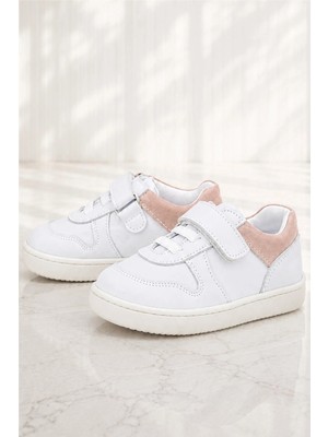 Rakerplus Bob Beyaz Nubuk Pudra Hakiki Deri Bebek Sneaker Ayakkabı