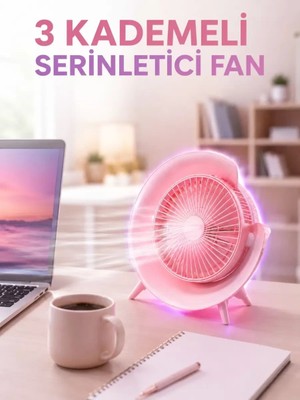Nemere Ithalat Rgb Işıklı 3 Kademeli USB Şarjlı Masaüstü Vantilatör