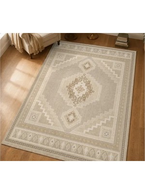 Vivense Bej Motifli Dokuma Taban Halı, 638 Yng 80X150 cm
