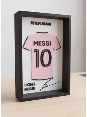 Riva Self Lionel Messi Inter Miami 3D Duvar Tablosu - 10 Numara Imzalı Dekoratif Çerçeve