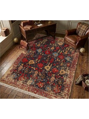 Vivense Eskitme Çiçek Dokulu Dokuma Taban Halı, 664 Yng 80X200 cm