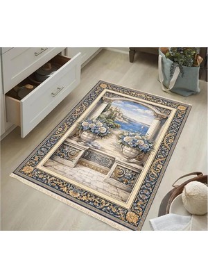 Vivense Çerçeveli Manzara Dokulu Dokuma Taban Halı, 684 Yng 150X230 cm