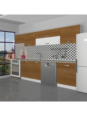 Decoraktiv Elite 280Y MDF Hazır Mutfak Dolabı - Tezgah Dahil - Naturel Ceviz