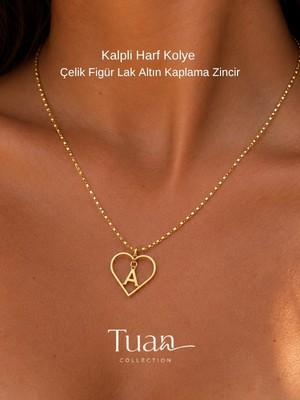 Tuan Collection Kalp Içerisinde Harf Kolye Kişiye Özel Harfli Kalp Kolye Çelik Figür Lak Zincir