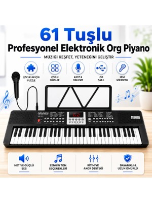 GreaTech Başlangıç Için 61 Tuşlu Elektronik Dijital Profosyenel Org Piyano Mikrafonlu Keyboard
