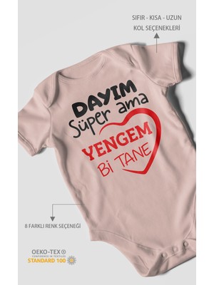 Morivo Kids Dayım Süper Ama Yengem Bir Tane Kısa Kollu Bebek Body %100 Pamuk