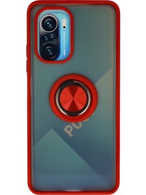 Muratech Newface Xiaomi Redmi K40 Kılıf Montreal Yüzüklü Silikon Kapak - Kırmızı
