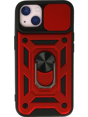 Muratech Newface Iphone 13 Kılıf Pars Lens Yüzüklü Silikon - Kırmızı