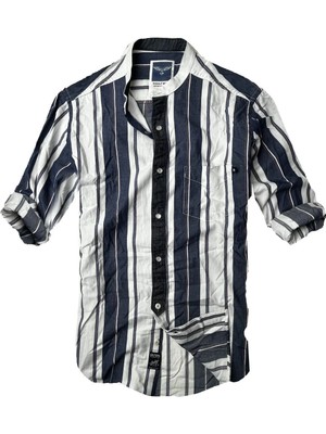 Alaska The Last Frontier Slim Fit %100 Pamuk Kumaş Hakim Yaka Uzun Kol Gömlek-kalın Laci Çizgi--