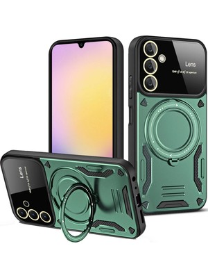 Muratech Newface  Galaxy A16 5g Kılıf Joy Lens Standlı Kapak - Koyu Yeşil