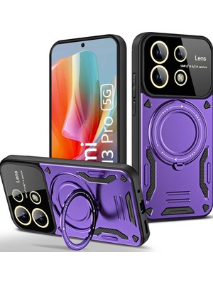 Muratech Newface Xiaomi Redmi Note 13 Pro 4g Kılıf Joy Lens Standlı Kapak - Mor