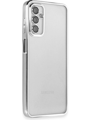 Muratech Newface  Galaxy M23 Kılıf Razer Lensli Silikon - Gümüş