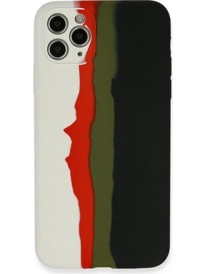Muratech Newface Iphone 11 Pro Kılıf Ebruli Lansman Silikon - Beyaz-Siyah