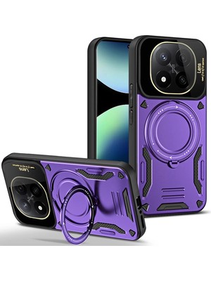 Muratech Newface Xiaomi Redmi Note 14 Pro 5g Kılıf Joy Lens Standlı Kapak - Mor