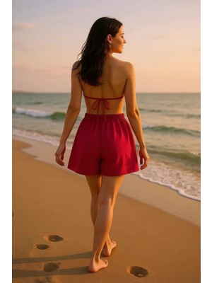 No 35 Concept Kadın Fuşya Şortlu Belden ve Boyundan Bağlamalı Bikini Takımı – Modern, Konforlu ve Günlük Kombinlere Uygun