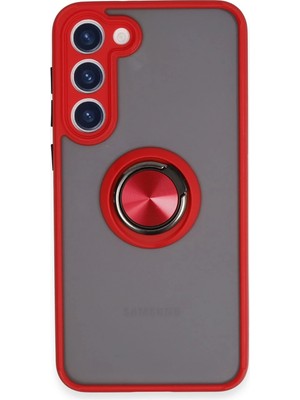 Muratech Newface  Galaxy S23 Plus Kılıf Montreal Yüzüklü Silikon Kapak - Kırmızı
