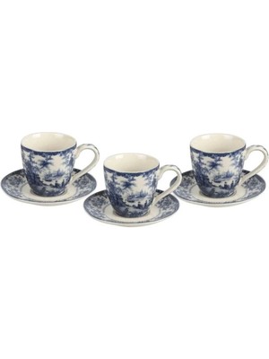 LuckyArt Lucky Art Florantıne 6lı Kahve Fincanı Set Mavi
