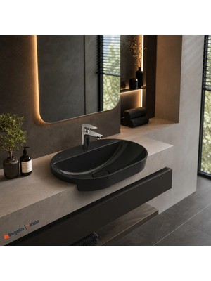 Kale Zero 2.0 60X40 cm Siyah Yarı Gömme Oval Lavabo