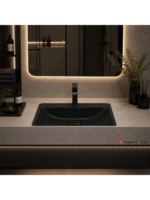 Kale Zero 2.0 60X40 cm Siyah Yarı Gömme Dikdörtgen Lavabo