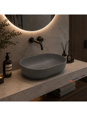 Kale Zero 2.0 60X40 cm Mat Antrasit-Gri Oval Çanak Lavabo