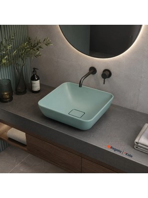 Kale Zero 2.0 40X40 cm Mat Adaçayı Yeşili Kare Çanak Lavabo