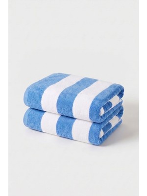 Xjim 2'li %100 Pamuk Büyük Boy Yumuşak Hızlı Kuruyan Çizgili Plaj Deniz Banyo Havlusu Unisex 75X150
