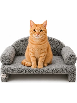 Reyo Pet Peluş Kedi Koltuğu, Kedi Kanepesi, Kedi Yatağı, Evcil Hayvan Dinlenme Koltuğu, Rahat Kedi Sofa Yatağı, 45x33x25 cm Açık Gri