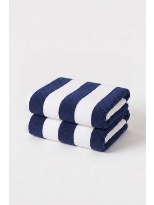 Xjim 2'li %100 Pamuk Büyük Boy Yumuşak Hızlı Kuruyan Çizgili Plaj Deniz Banyo Havlusu Unisex 75X150
