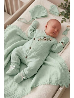 Baby Turp %100 Organik Pamuk Kız Bebek Müslin Hastane Çıkış Setti 10 Parça