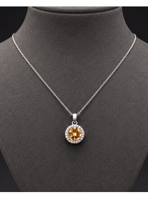 925 Ayar Gümüş Sitrin Taşlı Kadın Kolye SK00047