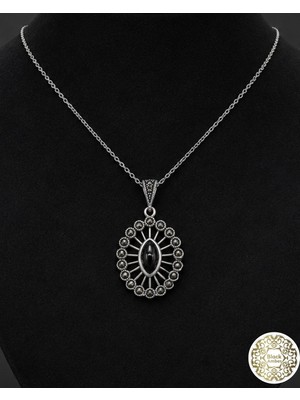 Siyah İnci Oltutaşı oltutaşı gümüş kolye sk00014