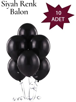 Lotus Party Pastel Siyah Renk Balon - Siyah Renk Balon 10 Adet