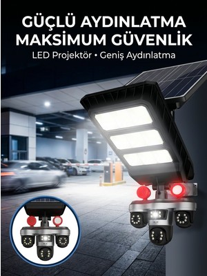 Güneş Enerjili Kablosuz Dış Mekan Güvenlik Kamerası Gece Görüşlü LED Proje - TOPRAK9721-7
