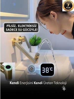 OEM Banyo Ankastre Dijital LED Lavabo Bataryası Mat Gold Renk Sıva Altı Dahil 7 Yıl Garanti Ithal