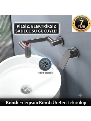 OEM Banyo Ankastre Dijital LED Lavabo Bataryası Antrasit Renk Sıva Altı Dahil 7 Yıl Garanti Ithal