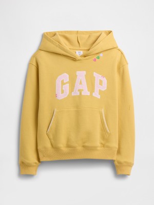 Gap Kız Çocuk Sarı Kids Relaxed Gap Logo Sweatshirt
