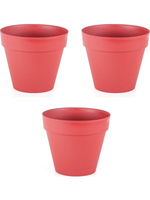 Dekoratif Yalı Saksı (Kırmızı) 3 Adet
