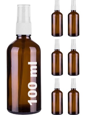 Afracam 100 ml Beyaz Spreyli Amber Cam Şişe 100 cc Sızdırmaz Kapaklı Fısfıs Kahverengi Cam Ş