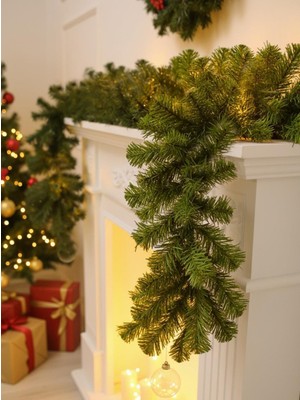 Yılbaşı Dekor Süsleri Yeşil Çam Dalı Garland Yılbaşı Ağacı Süsü 240 Cm, 100 Dal