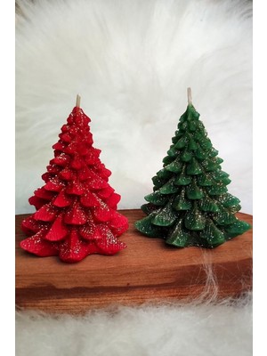 2'li Yeni Yıl (Noel - Yılbaşı) Konseptli Çam Ağacı Mum