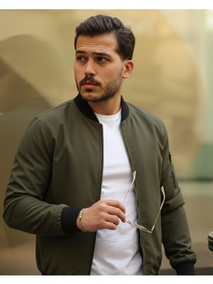 Efnaz Style Erkek Içi Astarlı Fermuarlı Bomber Mont Ceket - Haki