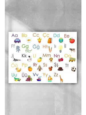 Postermanya (PSTER8924) Türkçe Alfabe Eğitim Posteri (60X90CM)