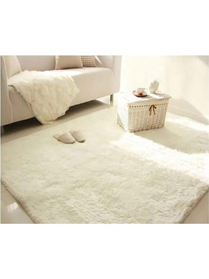 Rachel Carpet Krem Rengi Lüks Raschel Kaymaz Taban Peluş Halı Yolluk, 200 x 260