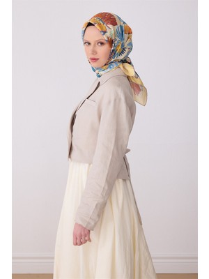 Silk Home Belli Çok Renkli Çiçek Desen %100 Twill Ipek Eşarp 4323 - 80